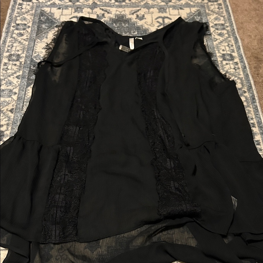 LC Lauren Conrad Black Lace Blouse
